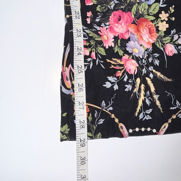 Betsey Johnson Collection 100% Silk Floral Wide Leg Pants Black Colorful Y2K 6 - Picture 14 of 16